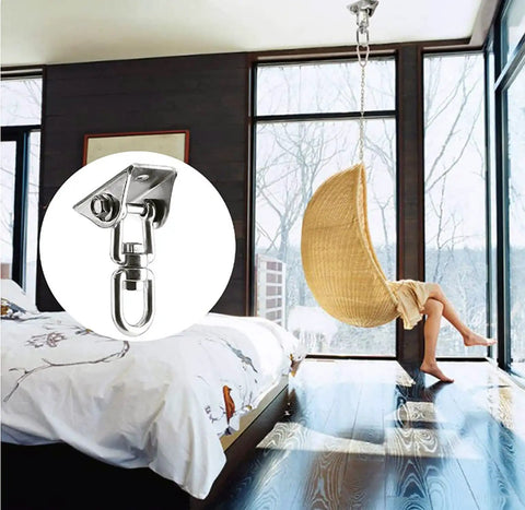 Ultra Strong 1000 Lb 304 Stainless Steel Swivel Hook With 360 Degree Rotation And Four Mounting Screws For Wall Or Wood Mounts