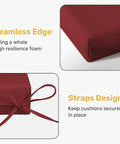 Close-up of wine color Outdoor Chair Cushions Set Of 4 With Ties All Weather Water Resistant High Density Foam Filling