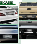 Four vehicles displaying Two Pack Clear License Plate Cover And Frame Set With Screws And Caps, Rust Proof Transparent Shield For Standard US Plates, Tough ABS Build, All Weather Auto Plate Protection in use.