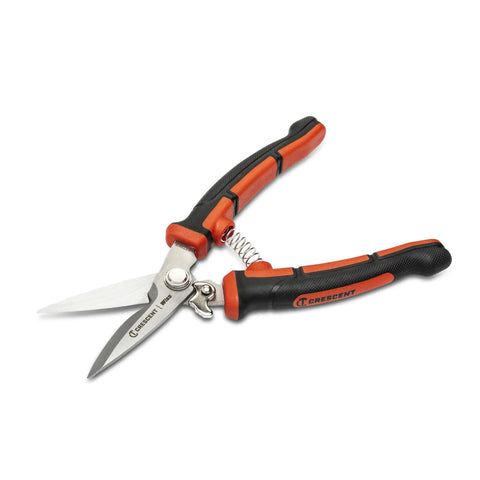 Open Eight And One Half Inch EZ Utility Snip for home improvement repairs, garden and shop use with serrated blade and comfortable grip.