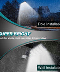 Ultra Bright 500W Solar Street Light Outdoor With 35000 Lumens LED for pole and wall installation under rainy conditions
