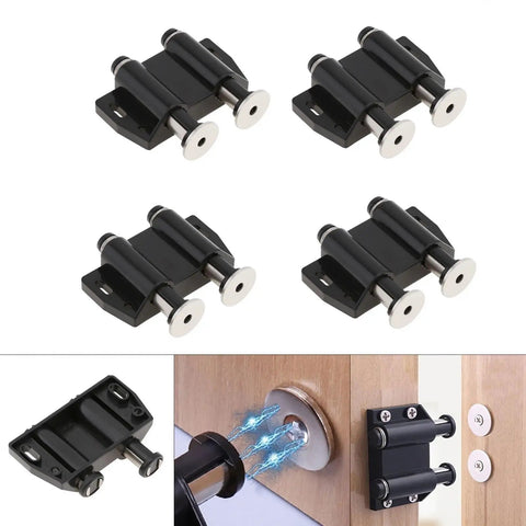 4 Pack Magnetic Cabinet Latches With Double Round Head Touch Catch Push To Open No Handle Needed Release Opener installation view