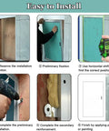 Step-by-step installation process for Top Notch Paintable Drywall Access Panel showing framing and tools used.