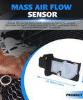 Mass Air Flow MAF Meter Sensor Replacement for Nissan with product size details and installation guidance