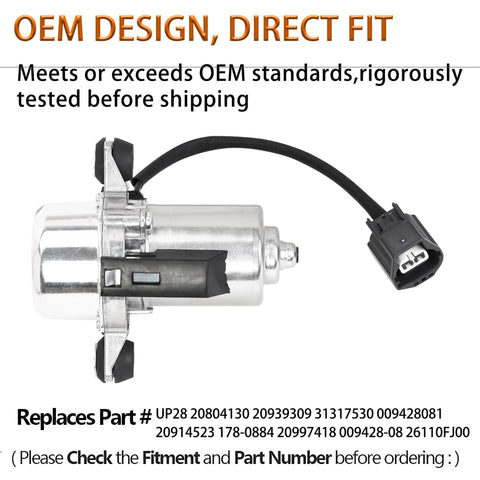 Side view of brake booster vacuum pump with a silver metal body and black electrical connector