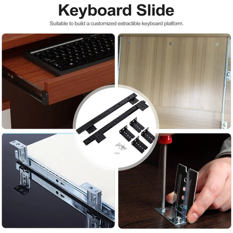 Locking Drawer Slides Heavy Duty Full Extension Runners Side Mount Ball Bearing Rails Track Glides for Under Desk Installation