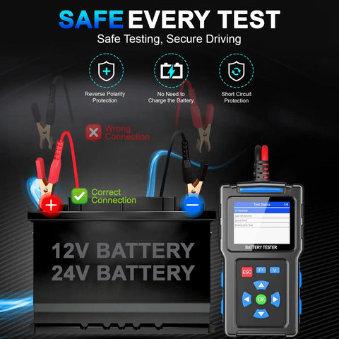 Battery Load Tester 12 Volt And 24 Volt For Cars And Trucks Quick Diagnostic Tool BT300 Easily Detects Starting And Charging System Faults Tests Lead Acid And AGM Batteries And All Automotive Starter Batteries, 12V battery