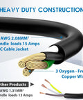 Beefy One And A Half Foot Extension Cord With Switch For Indoor Outdoor Use 14 Gauge Three Conductor Cable 1875 Watt 15 Amp