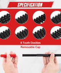 Close-up of Metric Thread Chaser Set 15Pcs M6 To M12 With Case and removable cap, showing 8 tooth densities for thread repair.