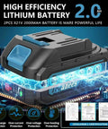 Cordless Mini Chainsaw With Dual 8 Inch And 6 Inch Guide Bars, 1000W Battery Powered Saw lithium battery close-up, blue accents