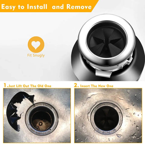 3.25 Inch Silicone Sink Baffle Replacement For Garbage Disposals installation steps with old and new baffles in kitchen sink