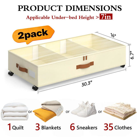 Smooth Roll Underbed Storage Cubes With Secured Transparent Lid And Custom Fit Dividers Two Pack Sturdy Plastic Bins For Winter Jackets Sneakers And Travel Gear A Real Deal Bedroom Refresh