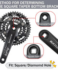 Diagram showing method to determine Beefy Square Taper Bottom Bracket With BSA Threads, fit for square and diamond holes.