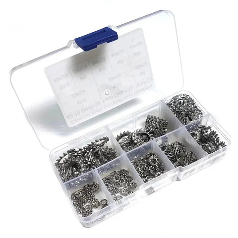 Stainless Steel 304 External Toothed Lock Washers Star Gasket Serrated Assortment Kit 600 Pcs in plastic organizer box