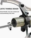Elastic thimble design of heavy duty split hydraulic gear puller features wear-resistant material for accurate positioning.
