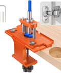 Heavy Duty Metal Concealed Hinge Jig For Cabinet Doors With Integrated 35mm Carbide Drill Bit and Dual Bearing Guide for precise cutting.