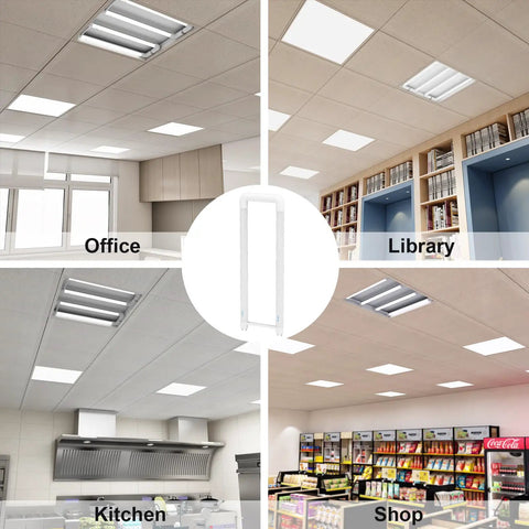 U Bend LED Tube Light 20W 40W Equivalent, 6000K Cool White in office, library, kitchen, and shop settings, 10 pack