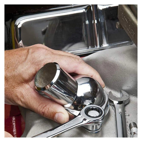 Hand using 8 To 32mm Ratchet Spanner Set With Reversible Wrenches And Gear Ring Keys For Auto Repair Pro Grade Built To Last