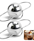 Two Pack Stainless Steel Espresso Cooling Balls For Coffee Chilling Reusable Espresso Cooler Balls To Lower Temperature Without Diluting Flavor Cuts Bitterness For Richer Espresso Machine Accessories on glass of espresso