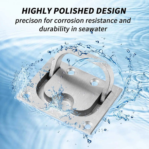Stainless Steel Hatch Pull Flush Lift Ring for Boat Deck Hatches and Cabinets, solid recessed ring pull handle shown resisting water