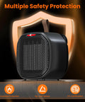 Portable Ceramic Space Heater 1200W With 3 Modes, Thermostat Adjustable, Tip-Over And Overheat Protection, Black
