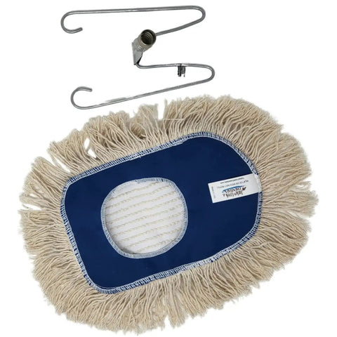 Premium Wedge Dust Mop Refill 10 By 6.5 Inches Crafted From Washable Natural Cotton for heavy duty grime fighting with frame.