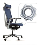 Top Rated Galvanized Steel Square Lazy Susan Turntable Plates With Hella Sturdy Ball Bearing Swivel That Glides Like Butter For Kitchen Cabinets And Desk Organizers Supports Up To Three Hundred Pounds. Close-up of swivel plate next to ergonomic office chair.