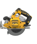 Badass Cordless Circular Saw Featuring Brushless Motor And 7-1/4 Inch Blade Pushing 5500 Rpm, side view showing the yellow and black design.