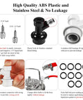 5 Pair Ball Lock Quick Disconnect Set For Corny Kegs Homebrewing With Barbed Nut Adapters, Gas And Liquid Disconnects, Includes 5/16 Inch Gas Barb Nut And 1/4 Inch Beer Barb Nut Adapters. White and black plastic disconnects with stainless barb fittings, O-rings, and hose connection setup