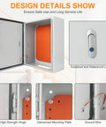 Built To Last Cold Rolled Steel Electrical Enclosure Box 20X16X8 Inch features high strength hinge and waterproof lock.