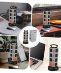 Heavy Duty Usb Power Strip With Secure Outlet Protectors Multi Port Smart Charger Fireproof Build For Phones Tablets, shown with multiple devices.