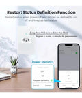 Smart WiFi Wall Socket with Black Glass Touch Panel and 20A Power Monitor's restart status definition function.