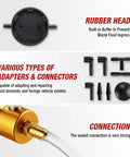 One Man Brake Bleeder Kit With Adapters And Pressure Gauge, Hand Vacuum Pump showing rubber head and connectors for vehicle use.