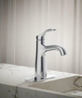 Simplice One Hole Single Handle Bathroom Sink Faucet With Clicker Drain Five And One Eighth Inch Spout Reach 1.2 GPM
