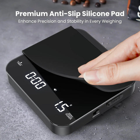 Palm Size Espresso Scale With Timer And USB C Rechargeable Battery, 2kg Capacity At 0.1g Precision For Espresso And Pour Over