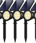Dope Outdoor Solar Lights Pack Of 6 Waterproof Garden Pathway Spotlights With Adjustable Light Heads And Panels