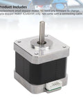 Beefy 42x40mm Stepper Motor Kit for 3D Printers and CNC Machines, Two-Phase 1.8 Degree Step Angle, High-Torque Replacement Motor with Solid Metal Construction for Mega X and Y Axis and Vyper Y Axis, silver stepper motor with connector