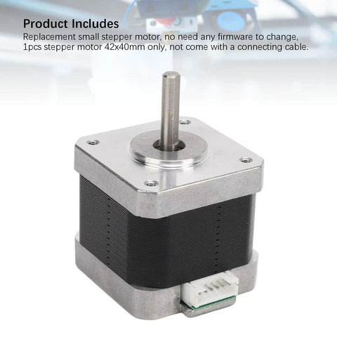 Beefy 42x40mm Stepper Motor Kit for 3D Printers and CNC Machines, Two-Phase 1.8 Degree Step Angle, High-Torque Replacement Motor with Solid Metal Construction for Mega X and Y Axis and Vyper Y Axis, silver stepper motor with connector