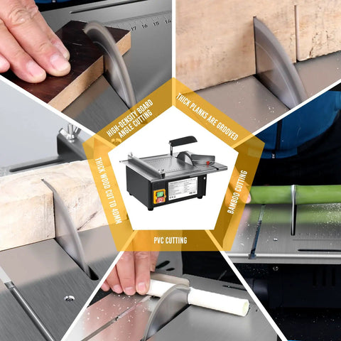 Portable Table Saw With Dust Port For Connecting Dust Collector, 1200W Motor, 5000 RPM cutting wood, bamboo, PVC and boards