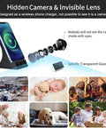 Stealthy Hidden Spy Cameras With Wireless Charger 1080P HD Mini Nanny Cam For Home Office Surveillance setup display