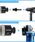 Dry Diamond Core Drill Bit 2 Inch Tile Hole Saw showing hex shank adapter for drills and angle grinder compatibility