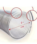 Heavy Duty Bellows Flex Hose For Shop Vacs And Industrial Dust Extractors 100mm Clear sawdust collector pipe, close-up of flexible tube.