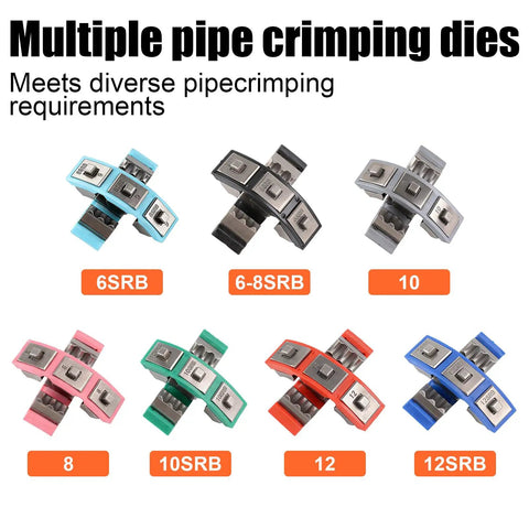 Heavy Duty Hydraulic AC Hose Crimper Kit With Seven Interchangeable Dies in various sizes for beadlock fittings