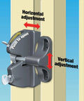 LokkLatch Keyed Gate Latch With Adjustable Fit For Wood Metal And Vinyl Gates showing horizontal and vertical adjustment