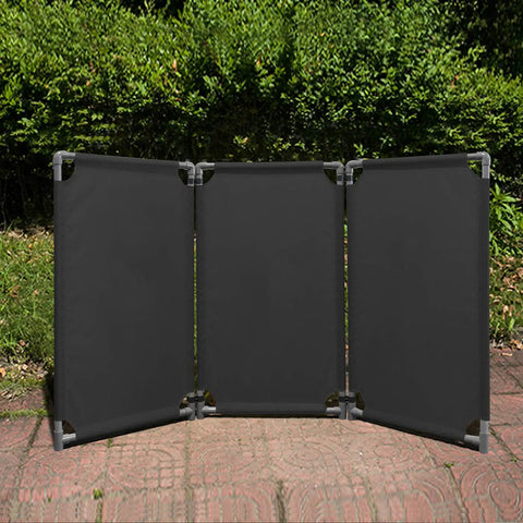3 Panel Foldable Safety Barricade 5.8 Feet Tall High Visibility PVC Frame Beefy Heavy Duty Crowd Control Barrier Gate Black