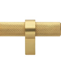 Knurled Brass Gold Steel T Bar Cabinet Knobs Pack Of Fifty Premium Euro Style Pulls For Drawers And Doors close-up view