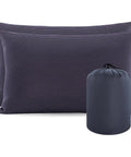 Two Pack Camping Pillows With Plush Fill And Washable Covers, ultra comfy compressible pillows in grey with carry bag, 14x18 inch