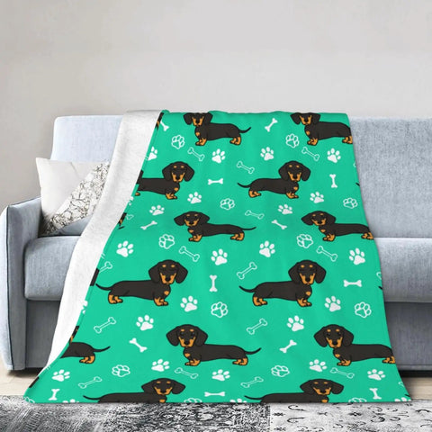 Hella Comfy Dachshund Throw Blanket For Kids Boys And Girls Ultra Soft Fuzzy Weenie Dog on a couch, 40 By 50 Inches.