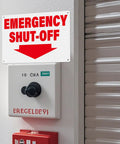 2 Pack Aluminum Tough As Nails Emergency Shut Off Signs 10 By 7 Inches Waterproof and Durable High Visibility for industrial use