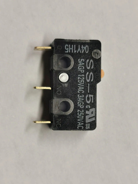 Heavy Duty Snap Action Micro Switch With Pin Plunger Spdt 250 Volt 5 Amp showing top view of compact design and terminal pins.